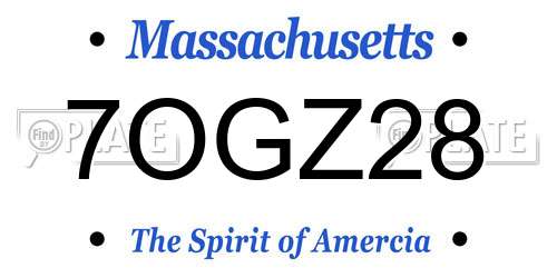 7OGZ28 Massachusetts License Plate