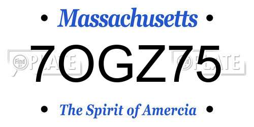 7OGZ75 Massachusetts License Plate