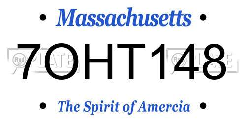 7OHT148 Massachusetts License Plate