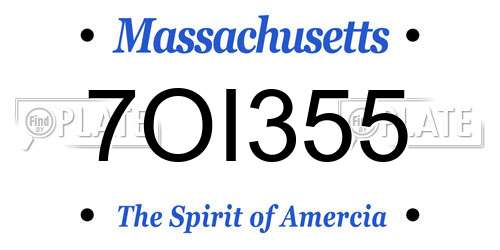 7OI355 Massachusetts License Plate