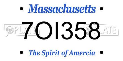 7OI358 Massachusetts License Plate