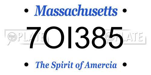 7OI385 Massachusetts License Plate