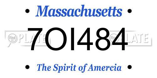 7OI484 Massachusetts License Plate