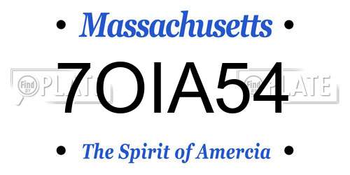 7OIA54 Massachusetts License Plate