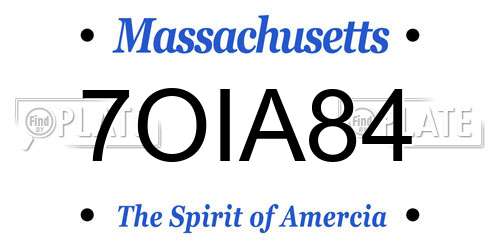 7OIA84 Massachusetts License Plate