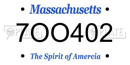 7OO402 Massachusetts License Plate