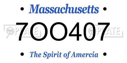 7OO407 Massachusetts License Plate
