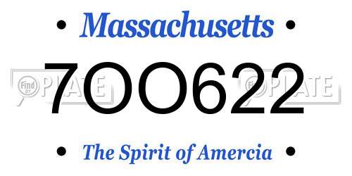 7OO622 Massachusetts License Plate