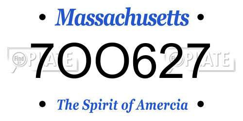 7OO627 Massachusetts License Plate
