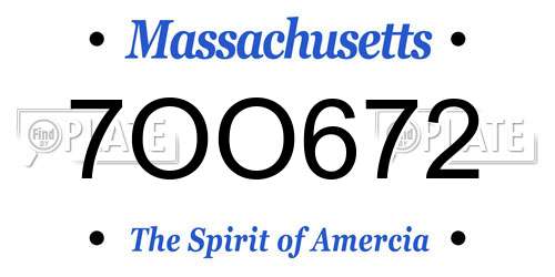 7OO672 Massachusetts License Plate