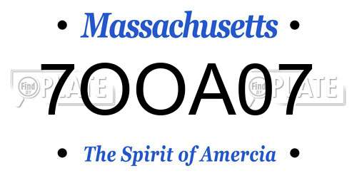 7OOA07 Massachusetts License Plate