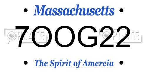7OOG22 Massachusetts License Plate