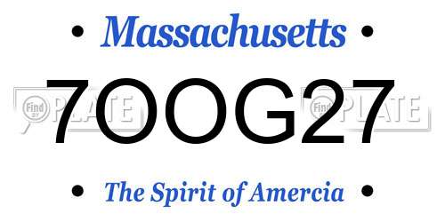 7OOG27 Massachusetts License Plate