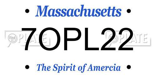7OPL22 Massachusetts License Plate