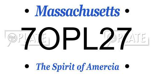 7OPL27 Massachusetts License Plate