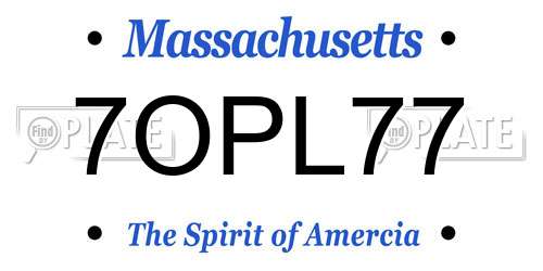 7OPL77 Massachusetts License Plate
