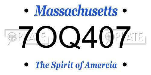 7OQ407 Massachusetts License Plate