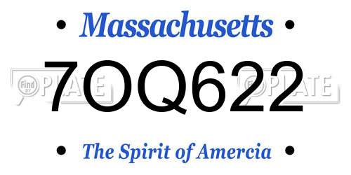7OQ622 Massachusetts License Plate