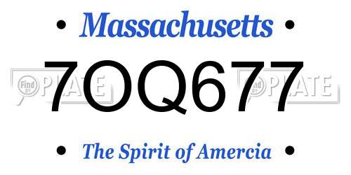 7OQ677 Massachusetts License Plate