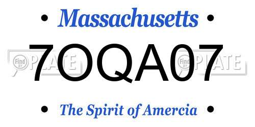7OQA07 Massachusetts License Plate