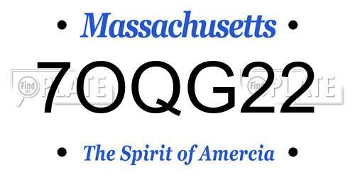 7OQG22 Massachusetts License Plate