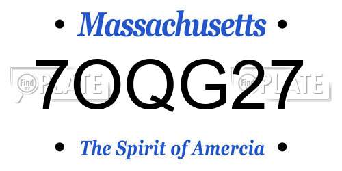 7OQG27 Massachusetts License Plate