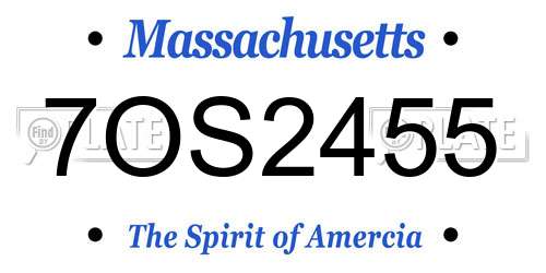 7OS2455 Massachusetts License Plate