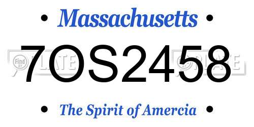 7OS2458 Massachusetts License Plate