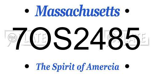 7OS2485 Massachusetts License Plate