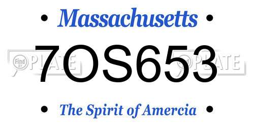 7OS653 Massachusetts License Plate