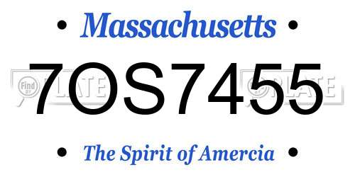 7OS7455 Massachusetts License Plate