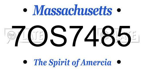 7OS7485 Massachusetts License Plate