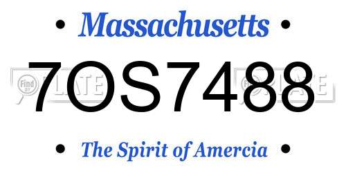 7OS7488 Massachusetts License Plate