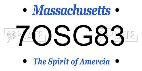 7OSG83 Massachusetts License Plate