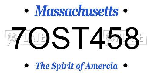 7OST458 Massachusetts License Plate