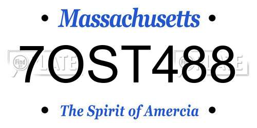 7OST488 Massachusetts License Plate