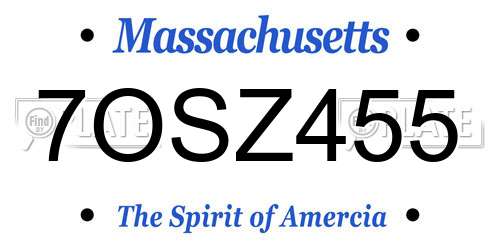 7OSZ455 Massachusetts License Plate