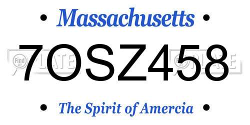 7OSZ458 Massachusetts License Plate