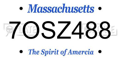 7OSZ488 Massachusetts License Plate