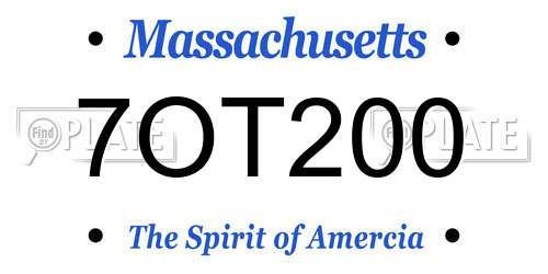 7OT200 Massachusetts License Plate