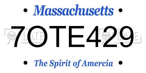 7OTE429 Massachusetts License Plate