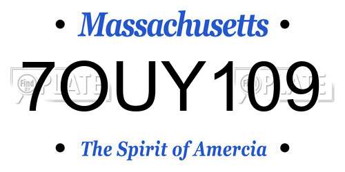 7OUY109 Massachusetts License Plate