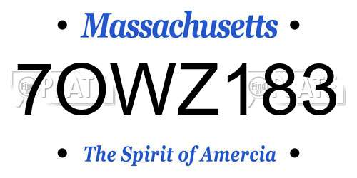 7OWZ183 Massachusetts License Plate