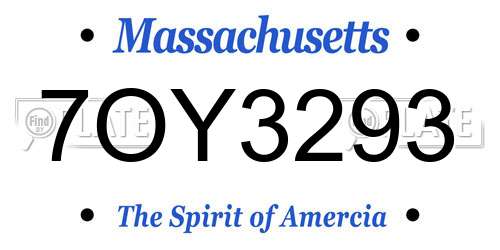 7OY3293 Massachusetts License Plate