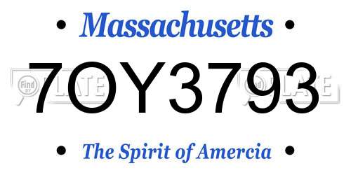 7OY3793 Massachusetts License Plate