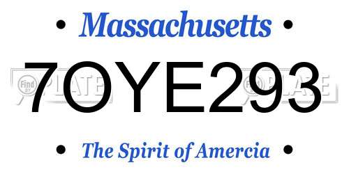 7OYE293 Massachusetts License Plate