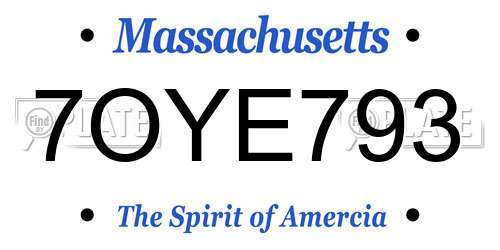 7OYE793 Massachusetts License Plate