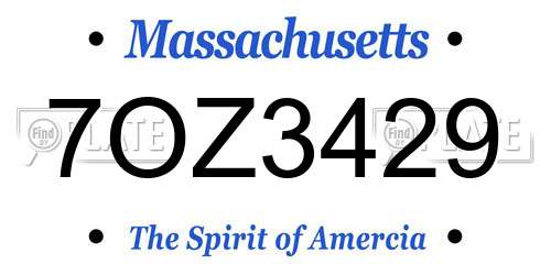 7OZ3429 Massachusetts License Plate