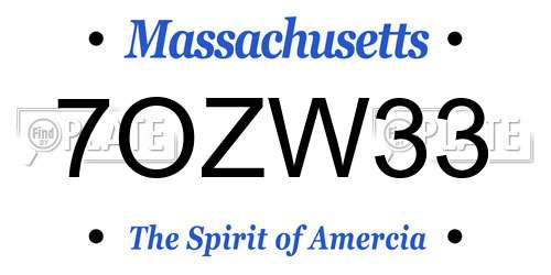 7OZW33 Massachusetts License Plate