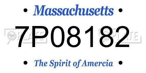 7P08182 Massachusetts License Plate